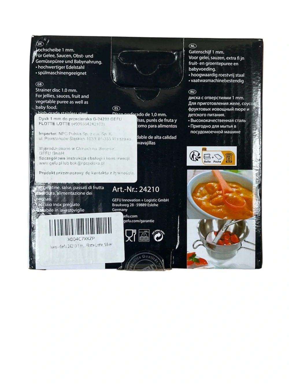 Gefu 24210 insert for Flotte Lotte, 1 mm, stainless steel, strainer disk